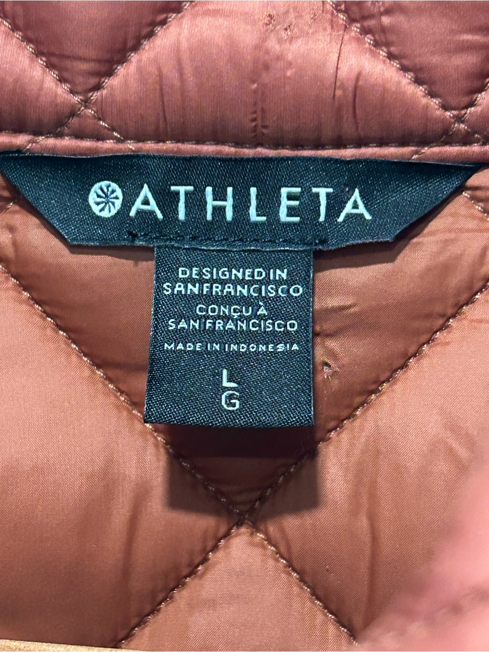 Athleta Whisper Featherless Puffer Vest Sequoia Brown Outdoor Hiking Size L EUC - Picture 5 of 11